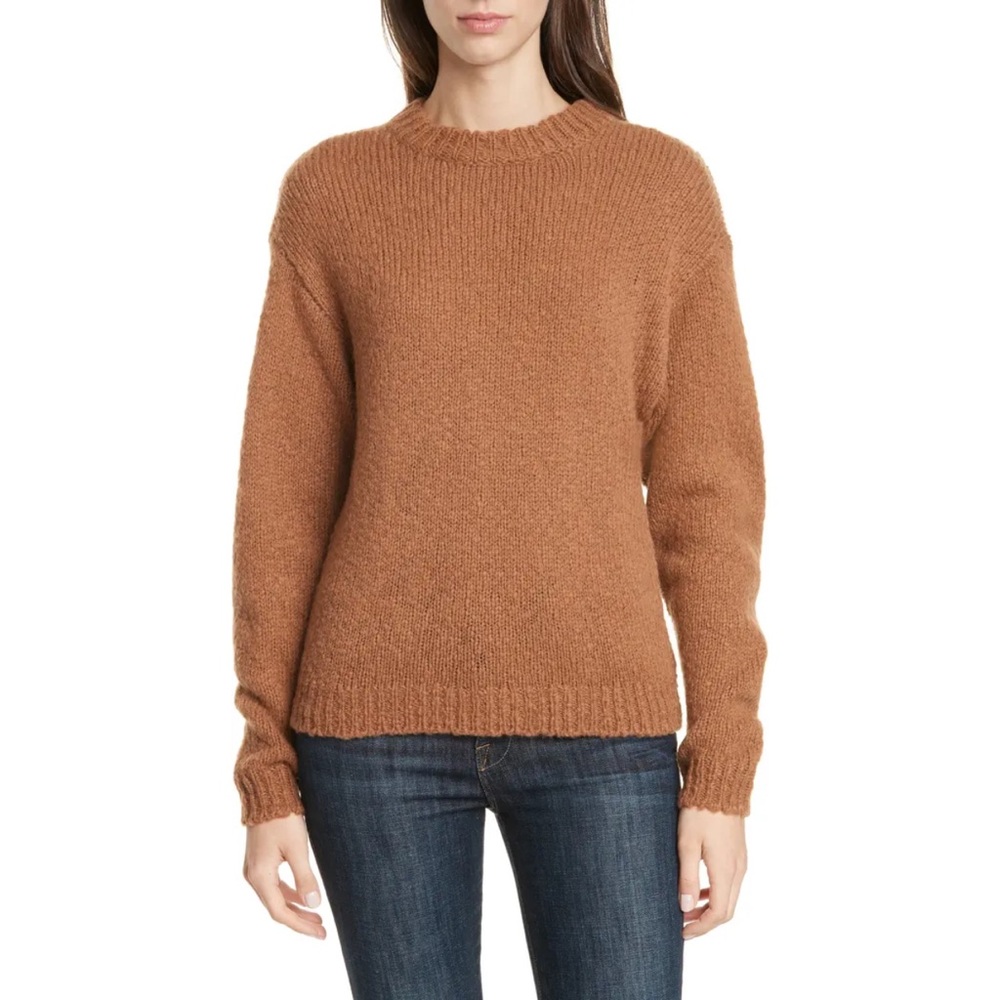 LEWIT Crewneck Wool Sweater in Brown Carob size Small